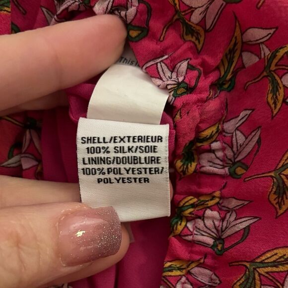 Diane Von Furstenberg Women's Kamber Red Silk Off-Shoulder Sheer Sleeves Top XS - Picture 7 of 8